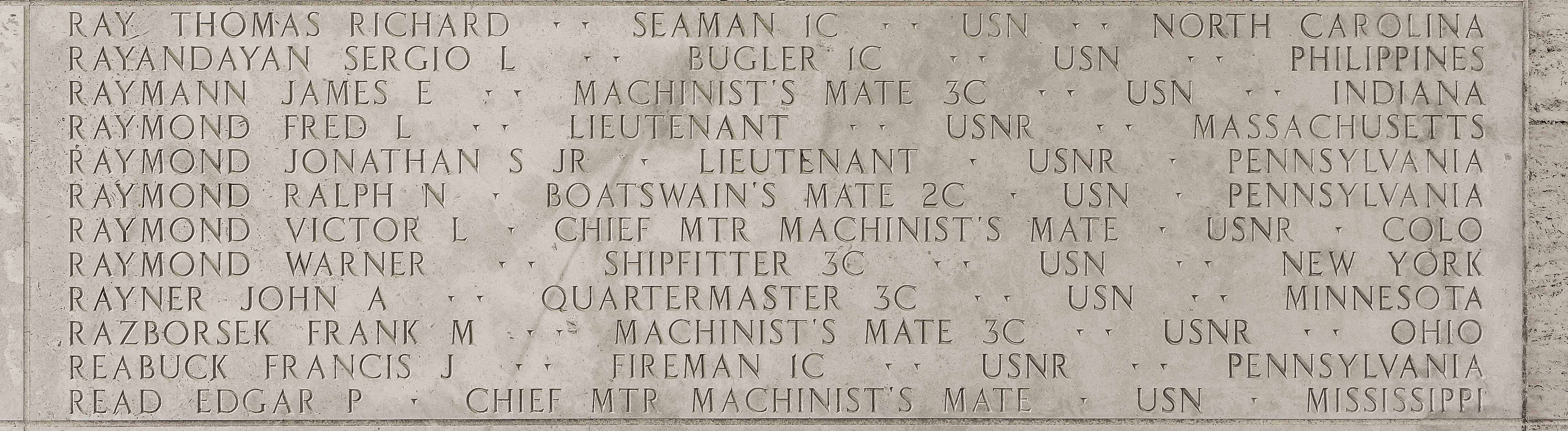 Warner  Raymond, Shipfitter Third Class